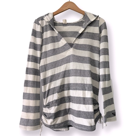 Roxy Sweaters - Striped Roxy Hoodie with Side Ruching